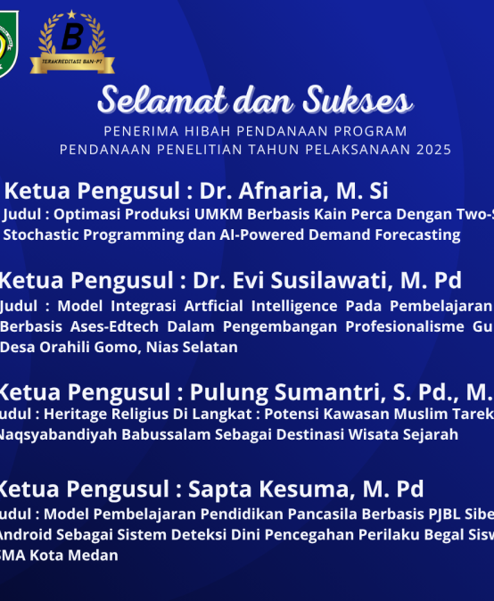 Penerima Hibah Pendanaan Program Pendanaan Penelitian Tahun Pelaksanaan 2025